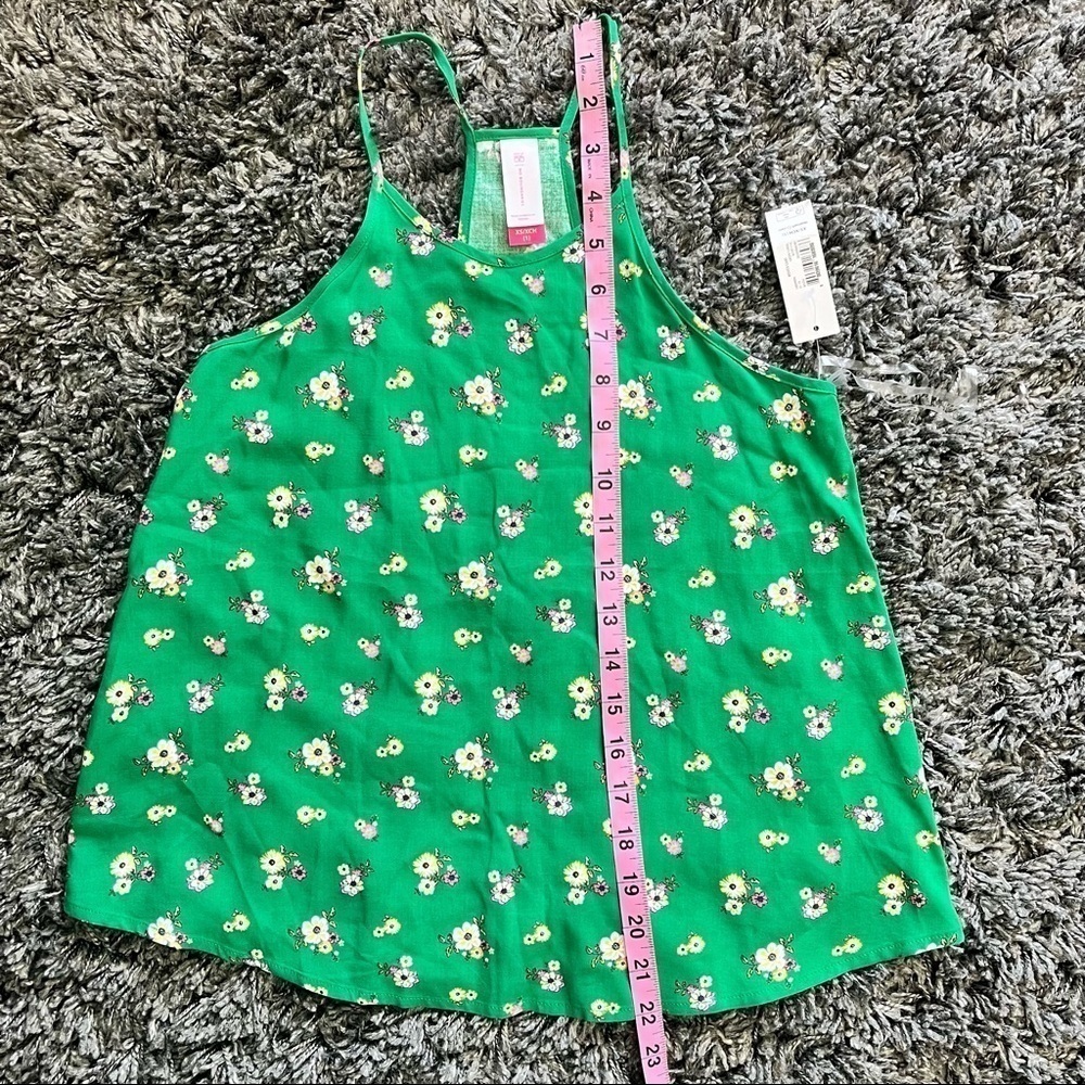 No Boundaries Green Floral Spaghetti Strap Tank Top XS - Picture 8 of 8